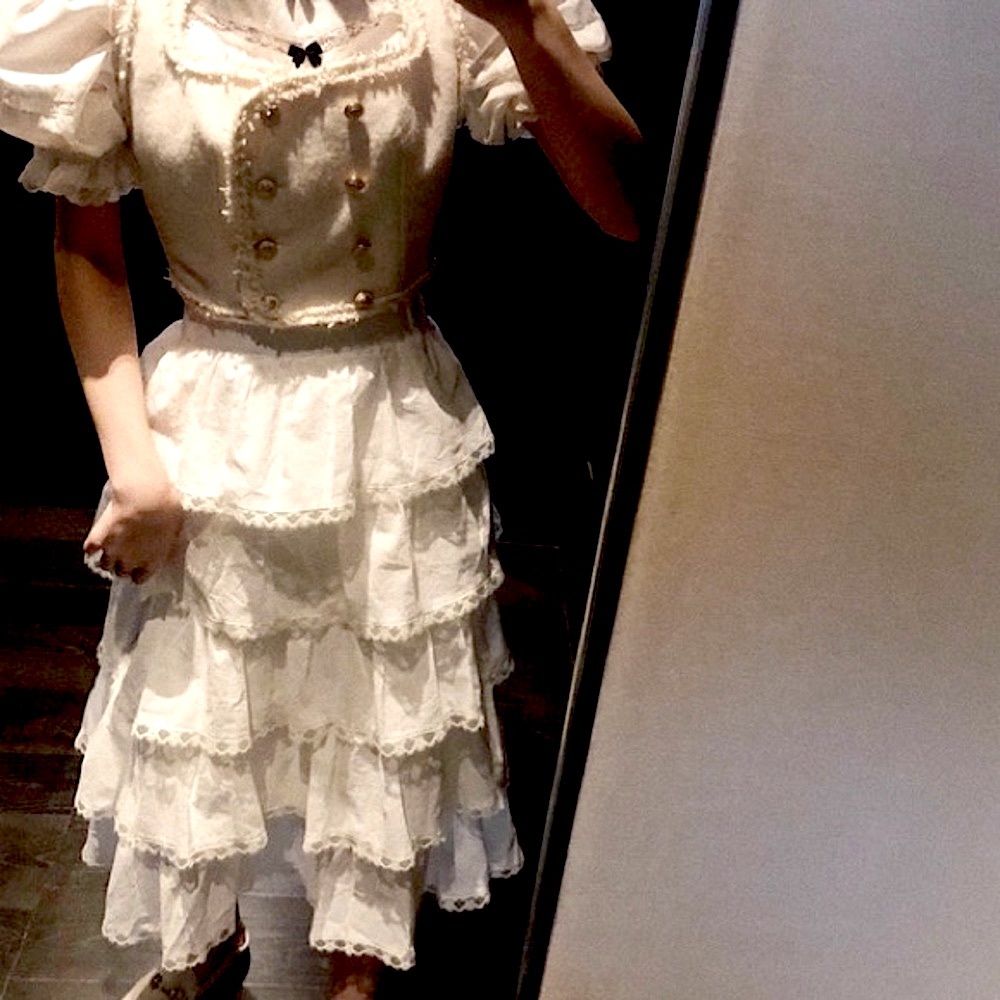 White Ivory Shabby Chic Japanese Tiered Lace Cotton Long Maxi Circle Skirt